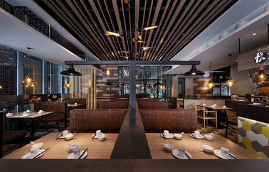 Stile di cuoio di legno della cabina del ristorante che pranza progettazione su misura mobilia stabilita