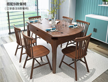 Tabella rettangolare su ordinazione di legno solido, tavolo da pranzo allungabile con le sedie